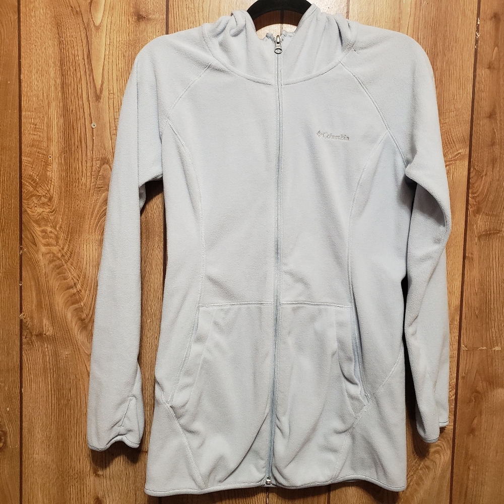 Columbia Womens Sm Light Blue Full Zip Hooded Jacket Fleece Outdoors Activewear